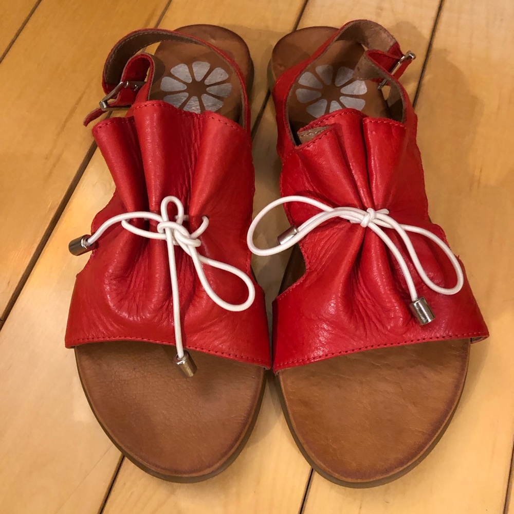 Red Leather Women's Sandals